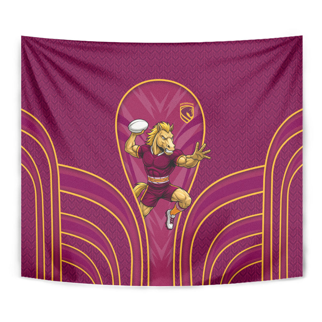 Brisbane Broncos Mascot Tapestry Australian Rugby Culture - Powerful Horse Athlete
