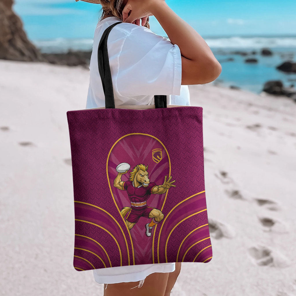 Brisbane Broncos Mascot Tote Bag Australian Rugby Culture - Powerful Horse Athlete