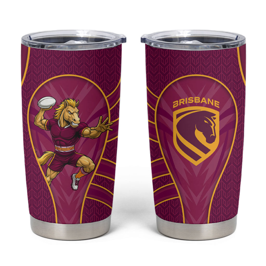 Brisbane Broncos Mascot Tumbler Cup Australian Rugby Culture - Powerful Horse Athlete