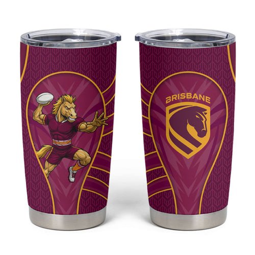 Brisbane Broncos Mascot Tumbler Cup Australian Rugby Culture - Powerful Horse Athlete
