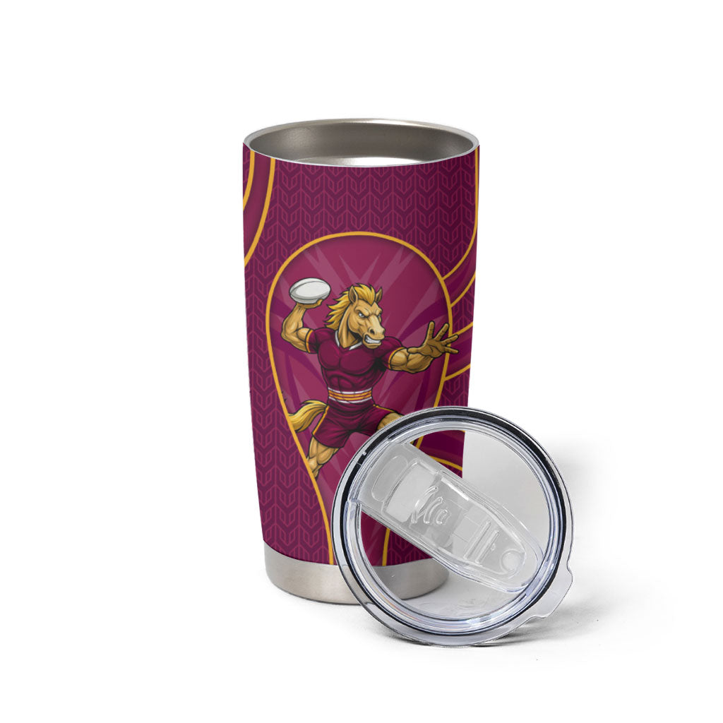 Brisbane Broncos Mascot Tumbler Cup Australian Rugby Culture - Powerful Horse Athlete