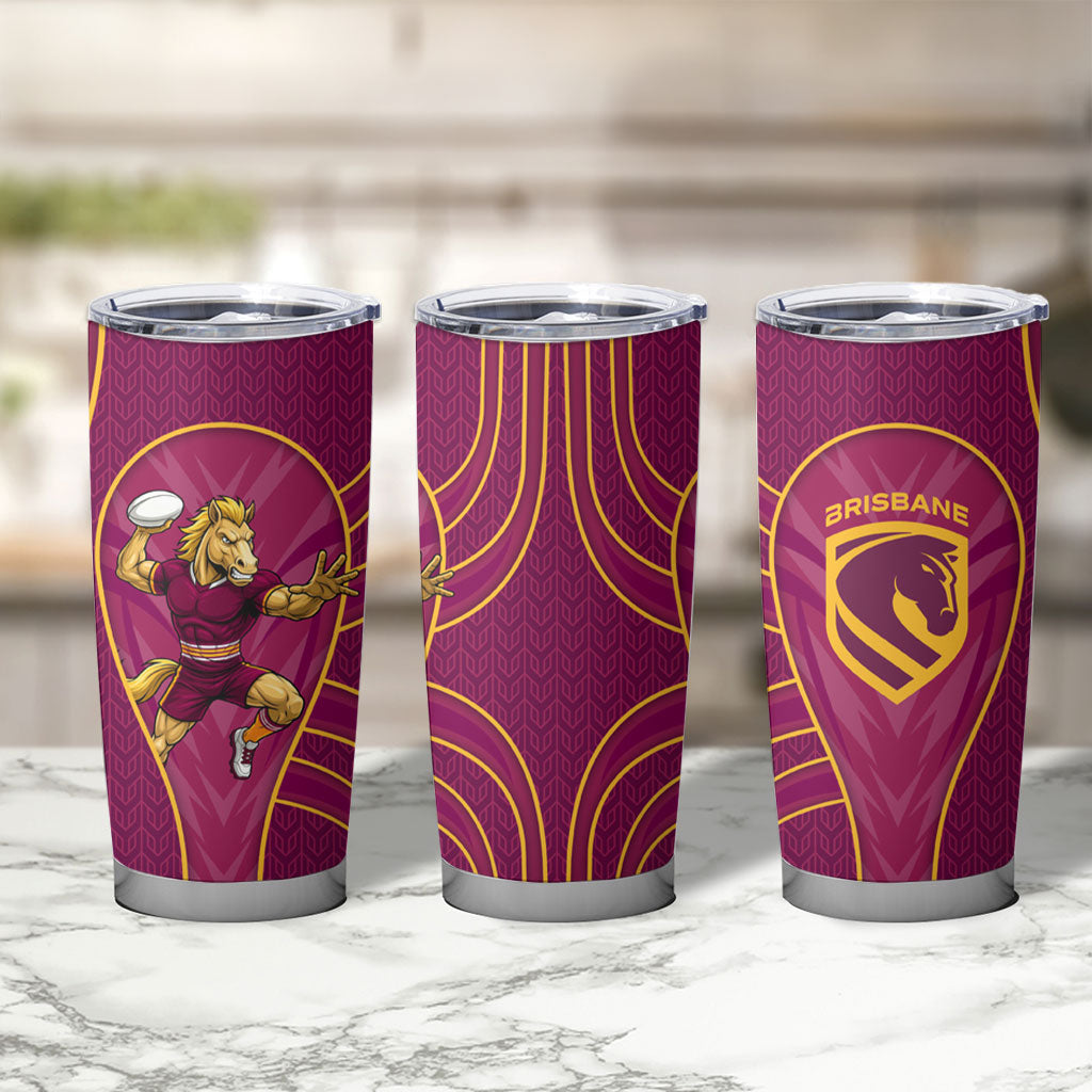 Brisbane Broncos Mascot Tumbler Cup Australian Rugby Culture - Powerful Horse Athlete