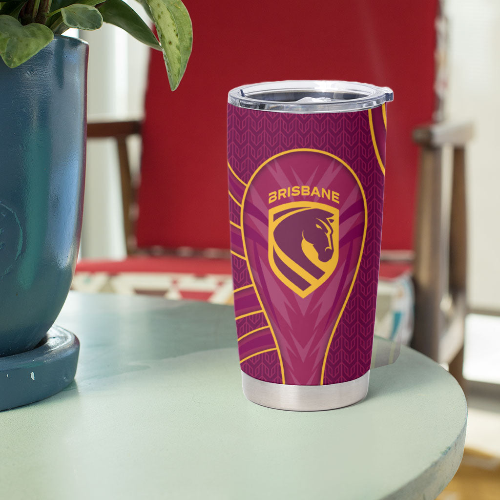 Brisbane Broncos Mascot Tumbler Cup Australian Rugby Culture - Powerful Horse Athlete