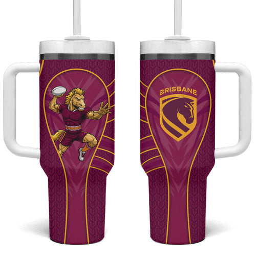 Brisbane Broncos Mascot Tumbler With Handle Australian Rugby Culture - Powerful Horse Athlete