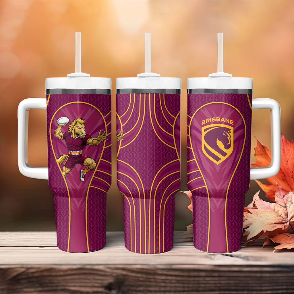 Brisbane Broncos Mascot Tumbler With Handle Australian Rugby Culture - Powerful Horse Athlete