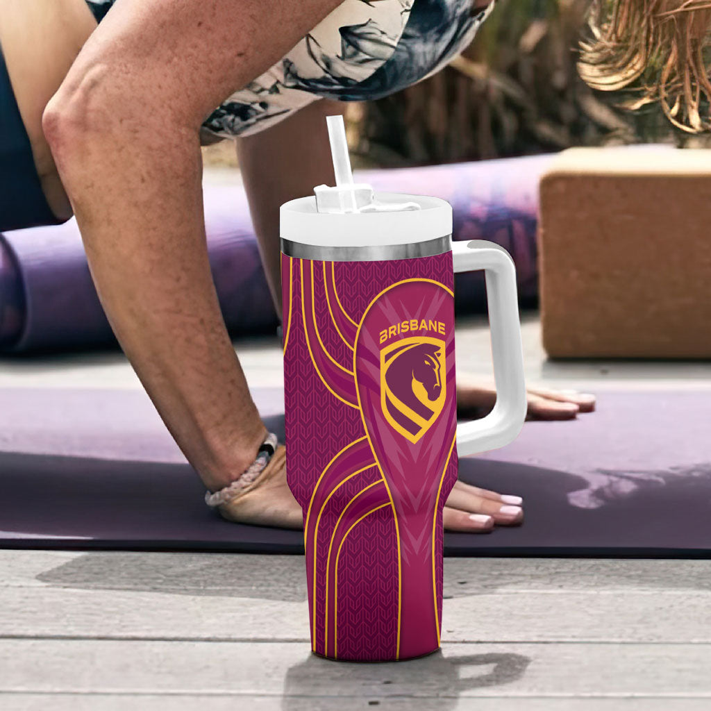 Brisbane Broncos Mascot Tumbler With Handle Australian Rugby Culture - Powerful Horse Athlete