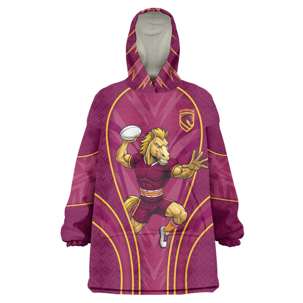 Brisbane Broncos Mascot Wearable Blanket Hoodie Australian Rugby Culture - Powerful Horse Athlete