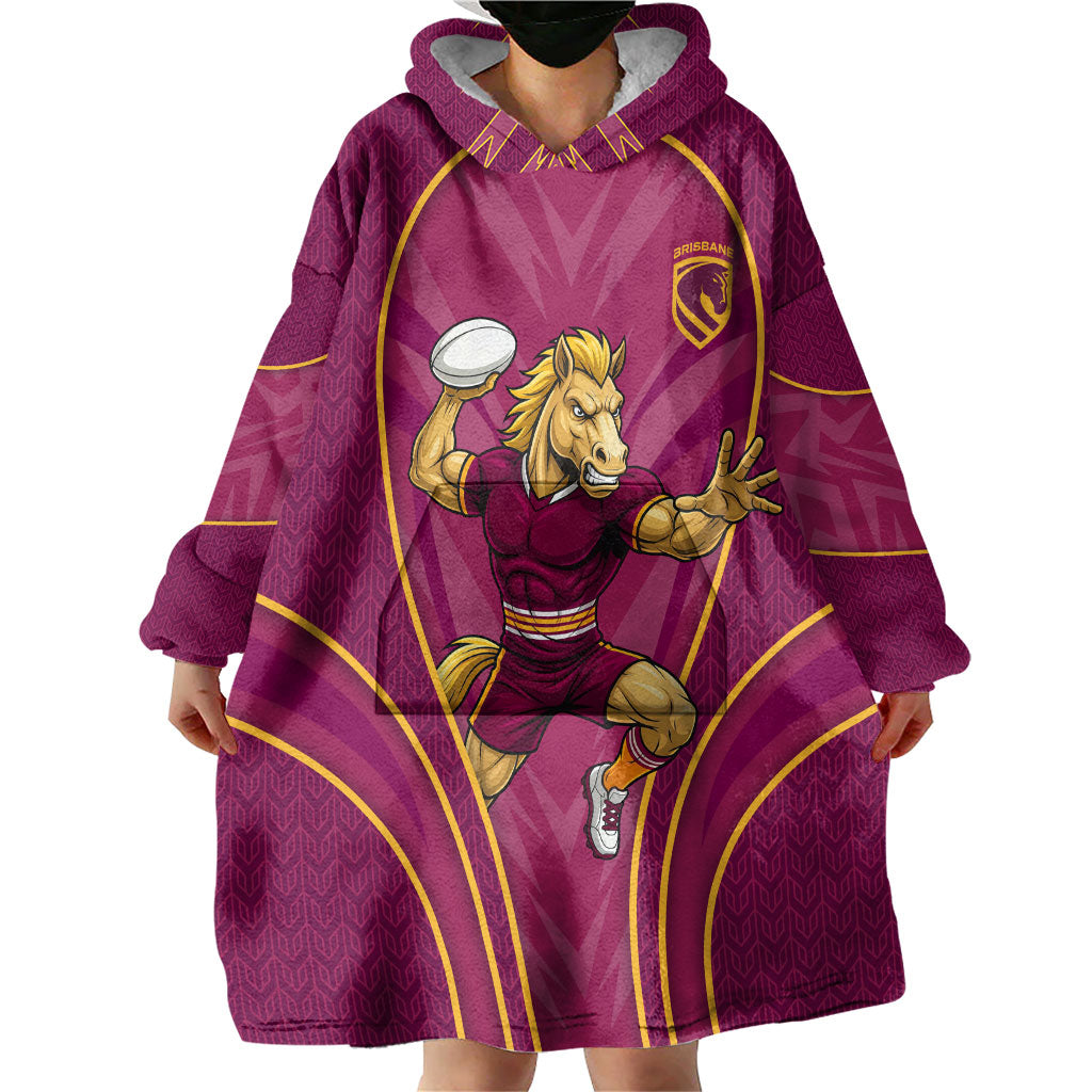 Brisbane Broncos Mascot Wearable Blanket Hoodie Australian Rugby Culture - Powerful Horse Athlete