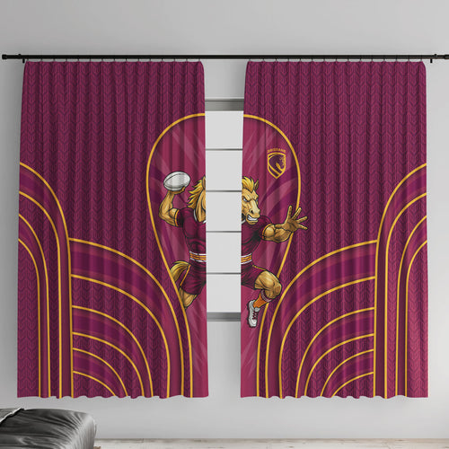 Brisbane Broncos Mascot Window Curtain Australian Rugby Culture - Powerful Horse Athlete