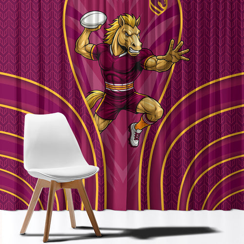 Brisbane Broncos Mascot Window Curtain Australian Rugby Culture - Powerful Horse Athlete