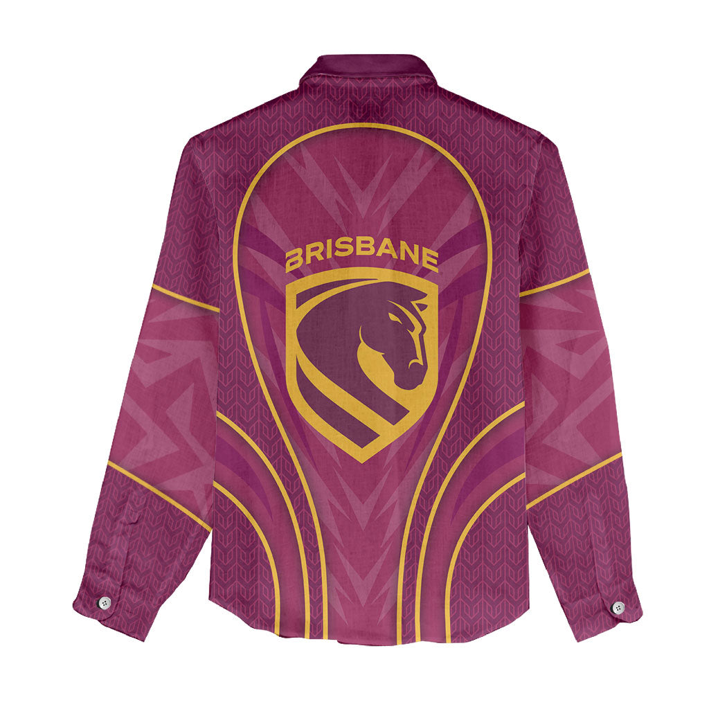 Brisbane Broncos Mascot Women Casual Shirt Australian Rugby Culture - Powerful Horse Athlete