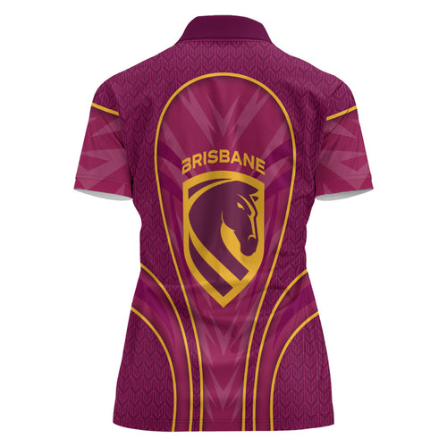 Brisbane Broncos Mascot Women Polo Shirt Australian Rugby Culture - Powerful Horse Athlete