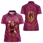 Brisbane Broncos Mascot Women Polo Shirt Australian Rugby Culture - Powerful Horse Athlete