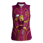 Brisbane Broncos Mascot Women Sleeveless Polo Shirt Australian Rugby Culture - Powerful Horse Athlete