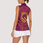 Brisbane Broncos Mascot Women Sleeveless Polo Shirt Australian Rugby Culture - Powerful Horse Athlete