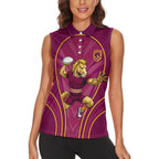 Brisbane Broncos Mascot Women Sleeveless Polo Shirt Australian Rugby Culture - Powerful Horse Athlete