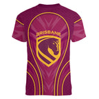 Brisbane Broncos Mascot Women V-Neck T-Shirt Australian Rugby Culture - Powerful Horse Athlete