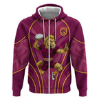 Brisbane Broncos Mascot Zip Hoodie Australian Rugby Culture - Powerful Horse Athlete
