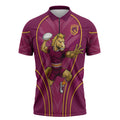 Brisbane Broncos Mascot Zipper Polo Shirt Australian Rugby Culture - Powerful Horse Athlete