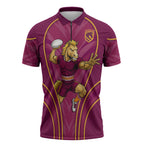 Brisbane Broncos Mascot Zipper Polo Shirt Australian Rugby Culture - Powerful Horse Athlete
