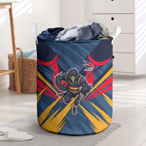 Adelaide Crows Australian Football Laundry Basket Muscular Mascot Graphic - Bold Team Colors