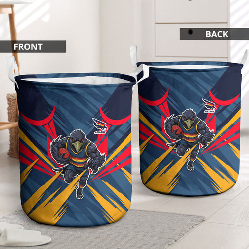 Adelaide Crows Australian Football Laundry Basket Muscular Mascot Graphic - Bold Team Colors