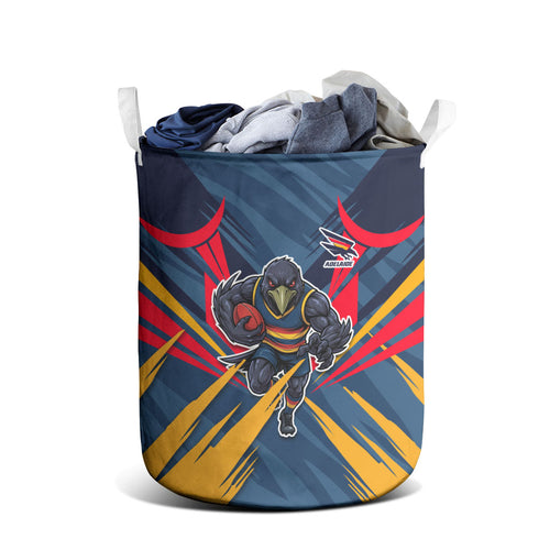 Adelaide Crows Australian Football Laundry Basket Muscular Mascot Graphic - Bold Team Colors