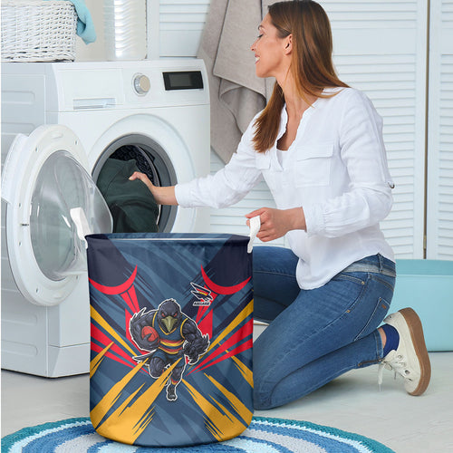 Adelaide Crows Australian Football Laundry Basket Muscular Mascot Graphic - Bold Team Colors