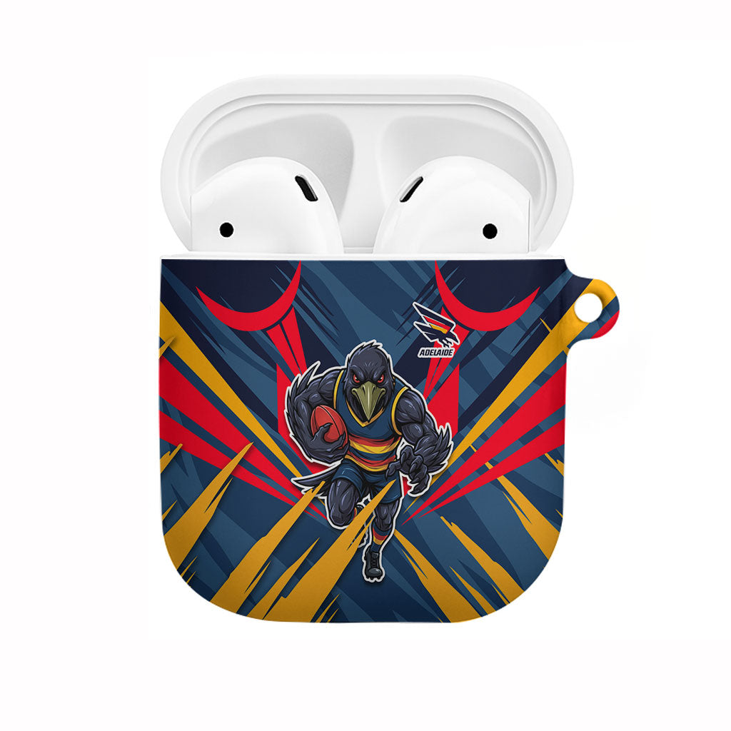 Adelaide Crows Australian Football AirPods Case Muscular Mascot Graphic - Bold Team Colors