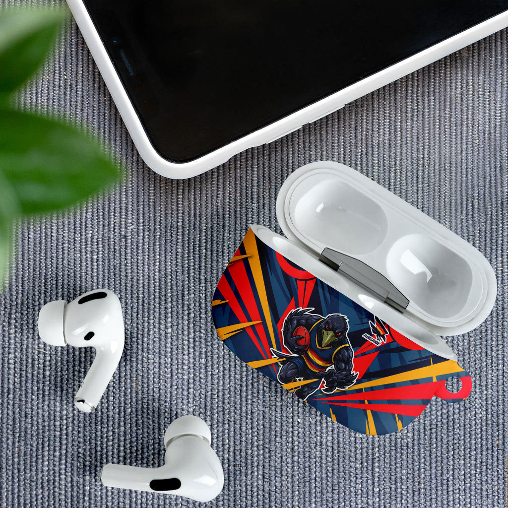 Adelaide Crows Australian Football AirPods Case Muscular Mascot Graphic - Bold Team Colors