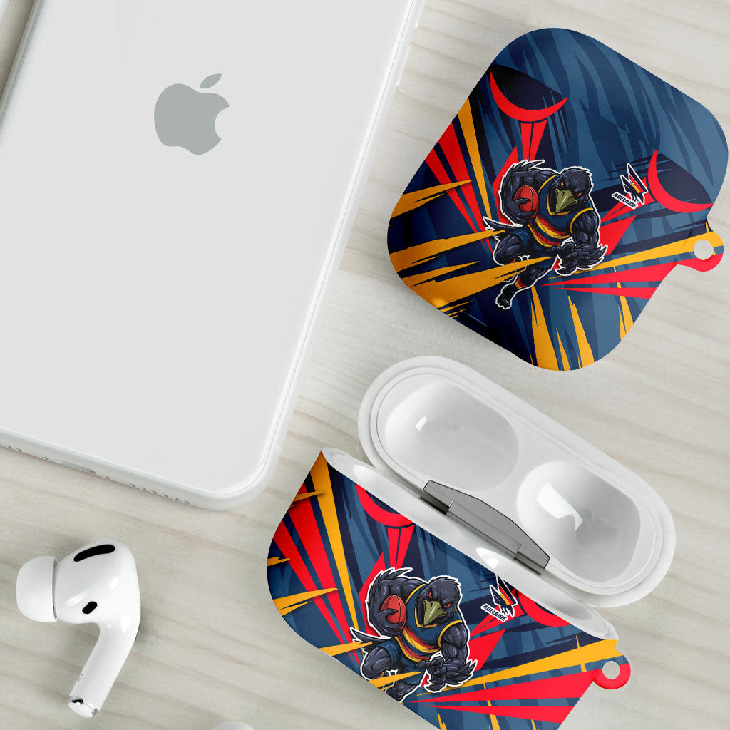 Adelaide Crows Australian Football AirPods Case Muscular Mascot Graphic - Bold Team Colors
