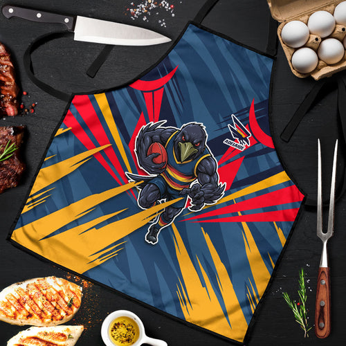 Adelaide Crows Australian Football Apron Muscular Mascot Graphic - Bold Team Colors