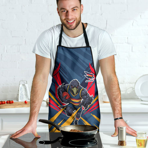 Adelaide Crows Australian Football Apron Muscular Mascot Graphic - Bold Team Colors