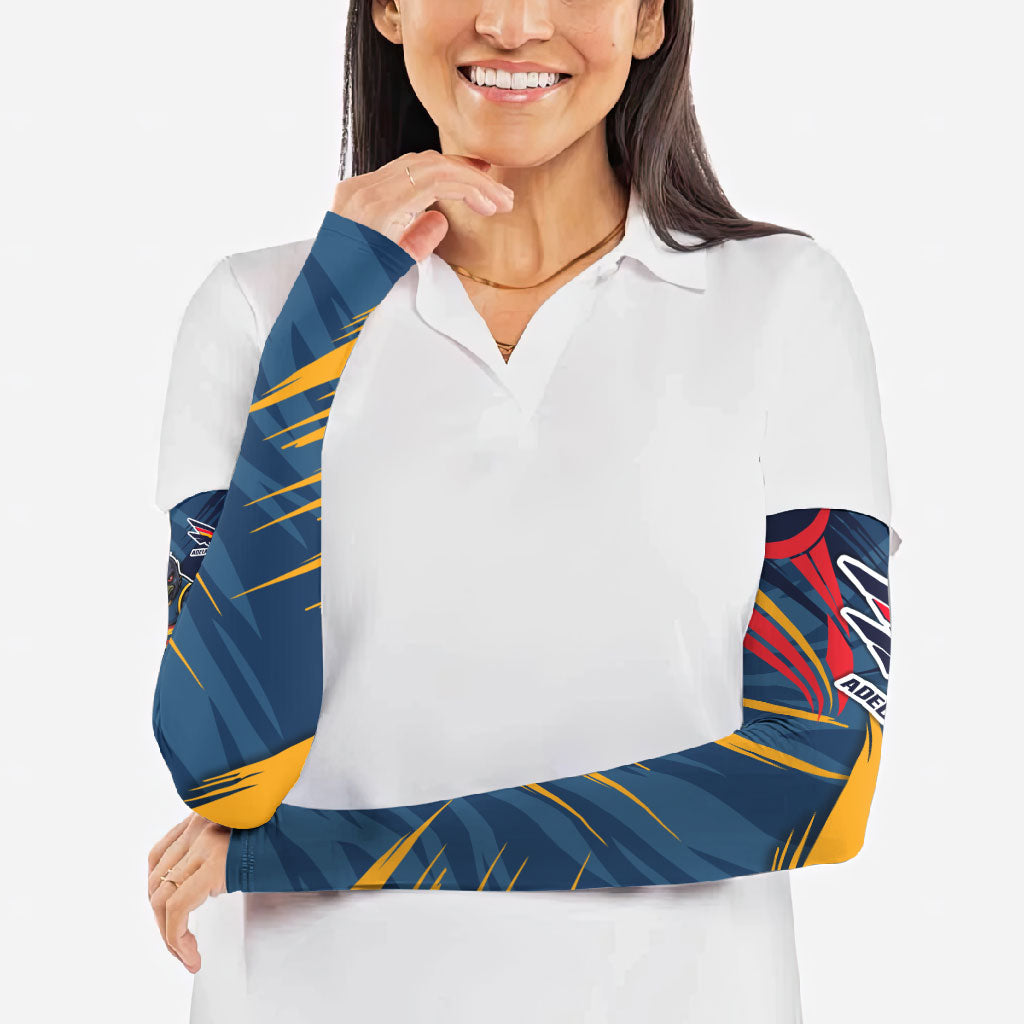 Adelaide Crows Australian Football Arm Sleeves Muscular Mascot Graphic - Bold Team Colors