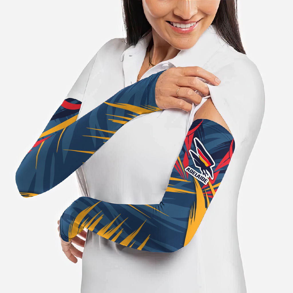 Adelaide Crows Australian Football Arm Sleeves Muscular Mascot Graphic - Bold Team Colors
