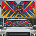Adelaide Crows Australian Football Auto Sun Shade Muscular Mascot Graphic - Bold Team Colors
