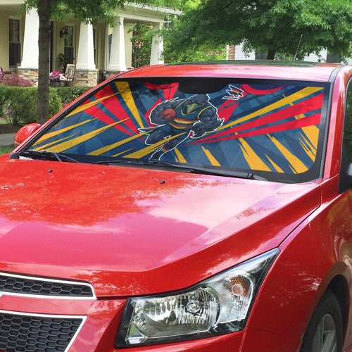 Adelaide Crows Australian Football Auto Sun Shade Muscular Mascot Graphic - Bold Team Colors