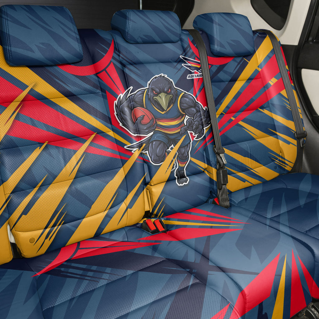 Adelaide Crows Australian Football Back Car Seat Cover Muscular Mascot Graphic - Bold Team Colors
