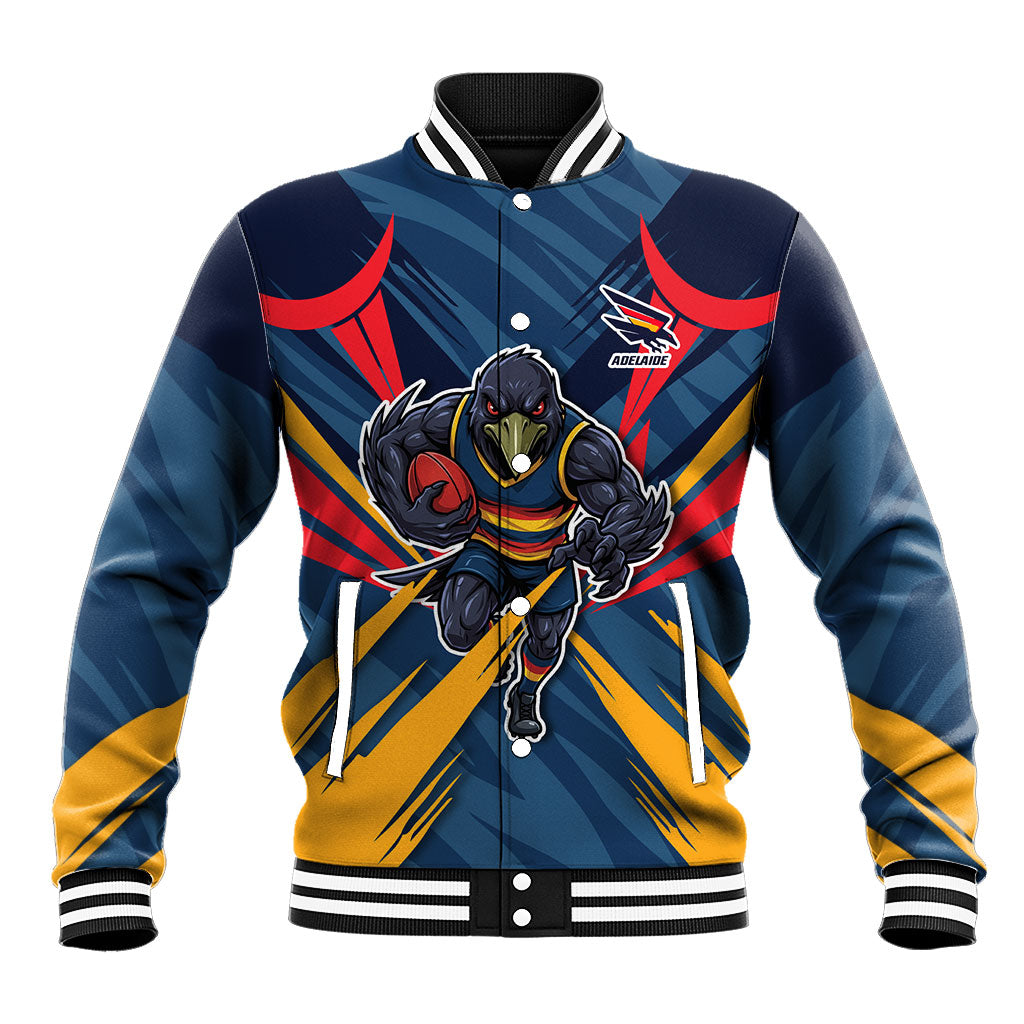 Adelaide Crows Australian Football Baseball Jacket Muscular Mascot Graphic - Bold Team Colors