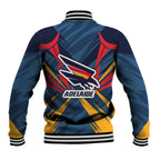 Adelaide Crows Australian Football Baseball Jacket Muscular Mascot Graphic - Bold Team Colors
