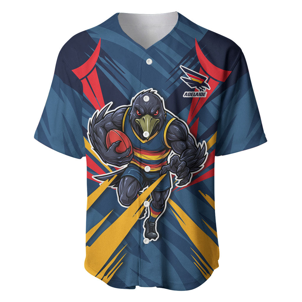 Adelaide Crows Australian Football Baseball Jersey Muscular Mascot Graphic - Bold Team Colors