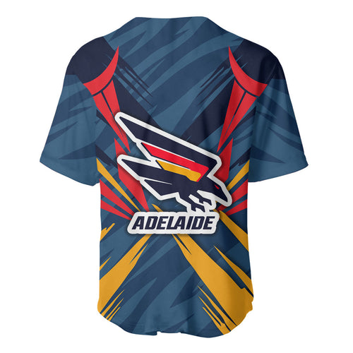 Adelaide Crows Australian Football Baseball Jersey Muscular Mascot Graphic - Bold Team Colors