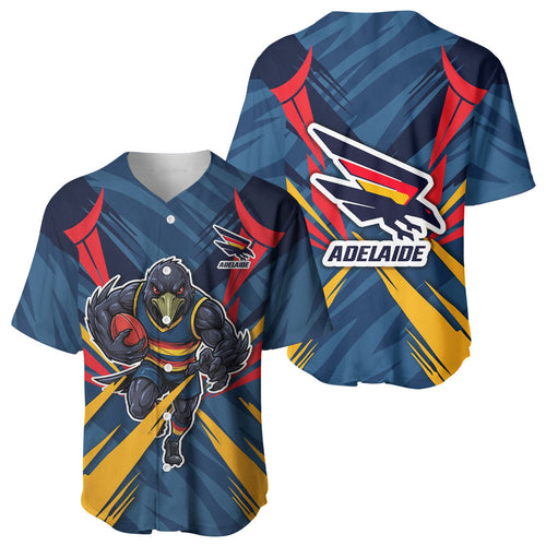 Adelaide Crows Australian Football Baseball Jersey Muscular Mascot Graphic - Bold Team Colors