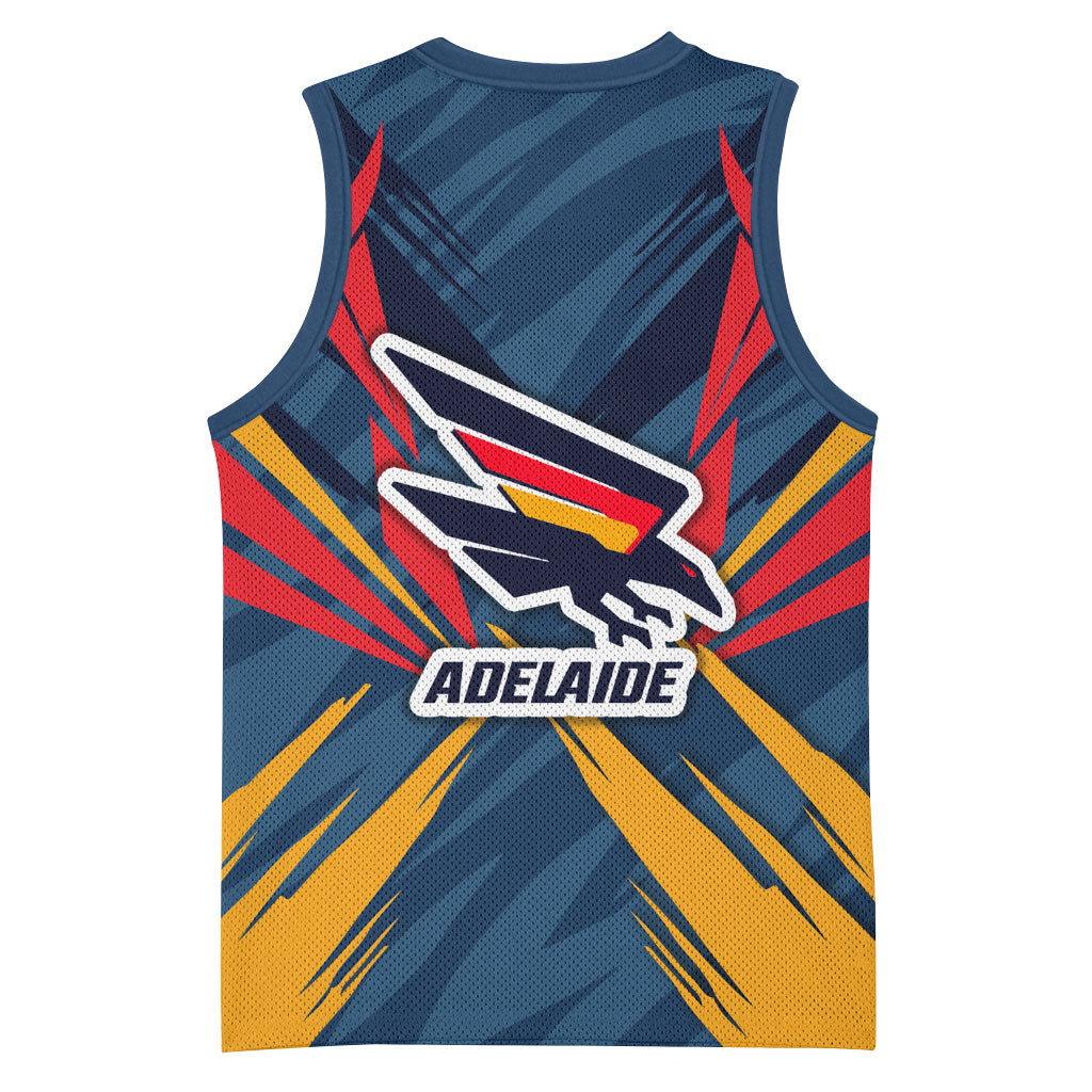 Adelaide Crows Australian Football Basketball Jersey Muscular Mascot Graphic - Bold Team Colors