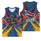 Adelaide Crows Australian Football Basketball Jersey Muscular Mascot Graphic - Bold Team Colors