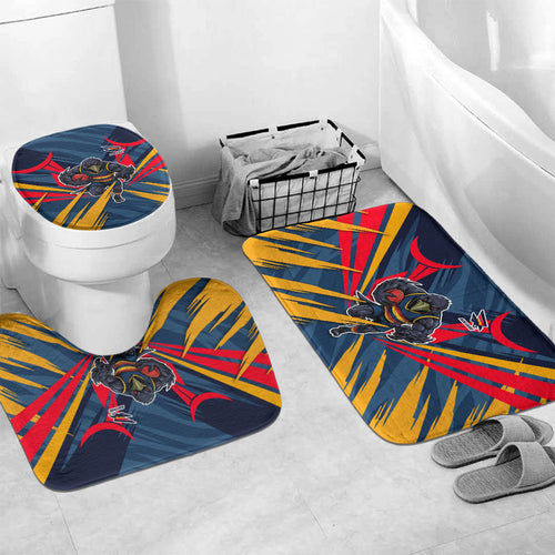 Adelaide Crows Australian Football Bathroom Set Muscular Mascot Graphic - Bold Team Colors