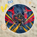 Adelaide Crows Australian Football Beach Blanket Muscular Mascot Graphic - Bold Team Colors