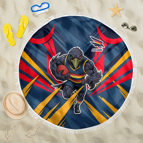 Adelaide Crows Australian Football Beach Blanket Muscular Mascot Graphic - Bold Team Colors
