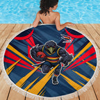 Adelaide Crows Australian Football Beach Blanket Muscular Mascot Graphic - Bold Team Colors