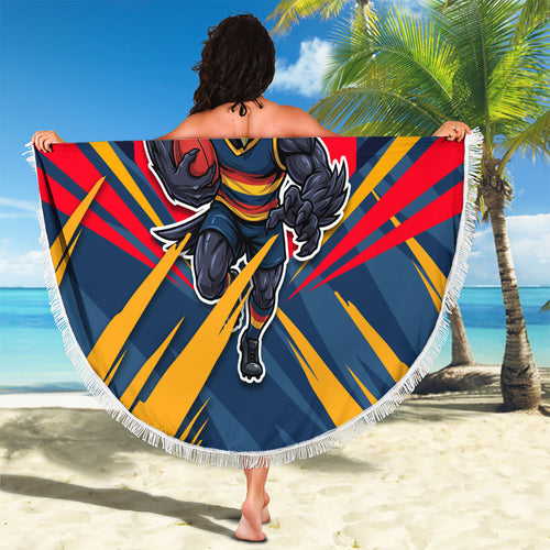 Adelaide Crows Australian Football Beach Blanket Muscular Mascot Graphic - Bold Team Colors